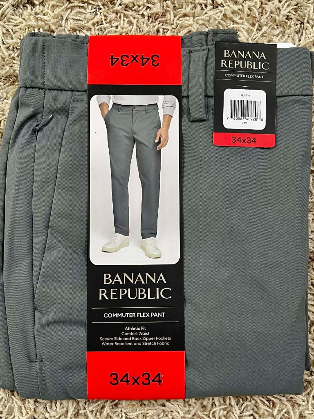 Banana Republic Men's Commuter Pants Gray, Size 34x34 (New)